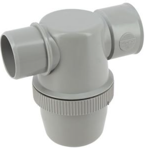 Siphon de lavabo en PVC-C gris, Ø 40, classement M1, entrée horizontale